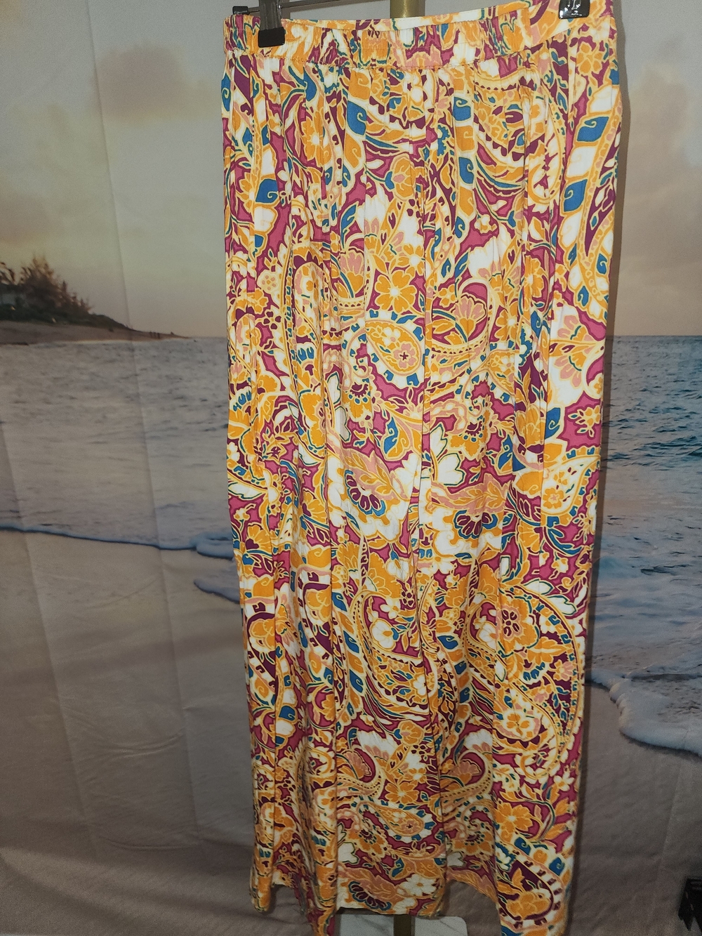 Patrons Of PEACE Boho Floral Paisley Maxi Skirt - Yellow & Pink - Picture 6 of 7
